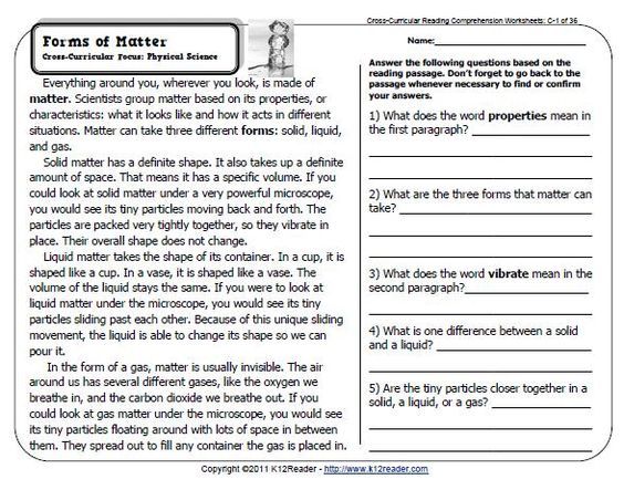Free Printable Reading Comprehension Worksheets 7th Grade