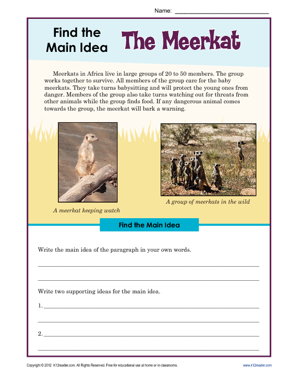 Finding Main Idea And Supporting Details Worksheets Pdf