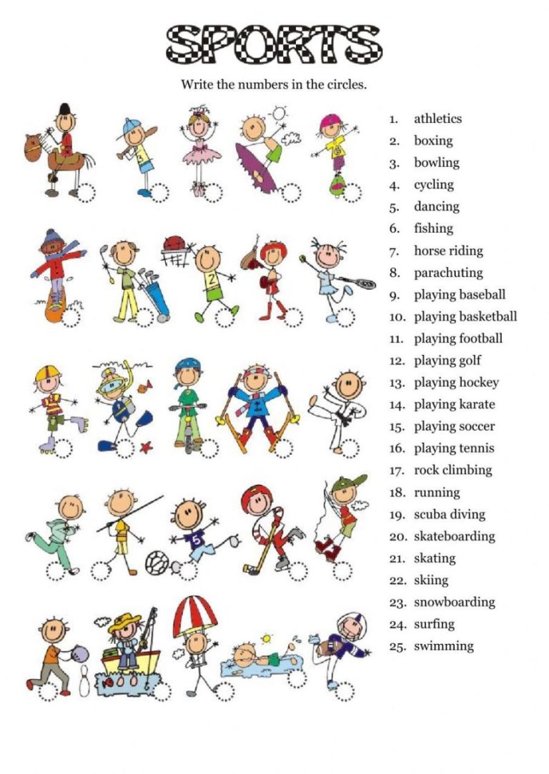 Sports Worksheets Primary Pdf