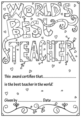 Kindergarten Teacher Appreciation Coloring Pages