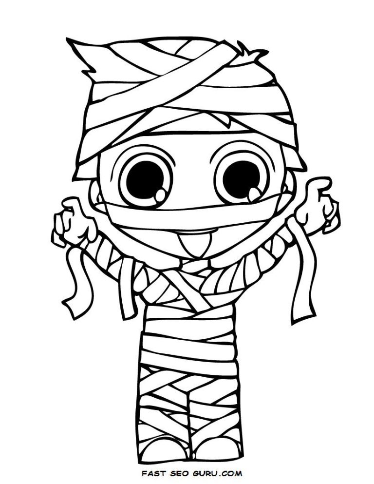 Mummy Coloring Page Cute