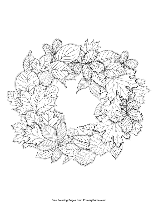 Autumn Wreath Coloring Pages