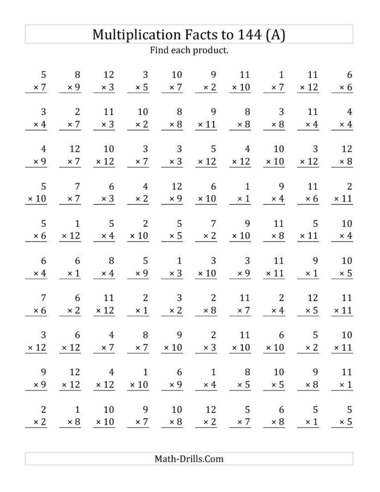 4th Grade Multiplication Practice Sheets Printable