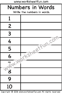 Number Names Worksheet For Grade 1 Pdf