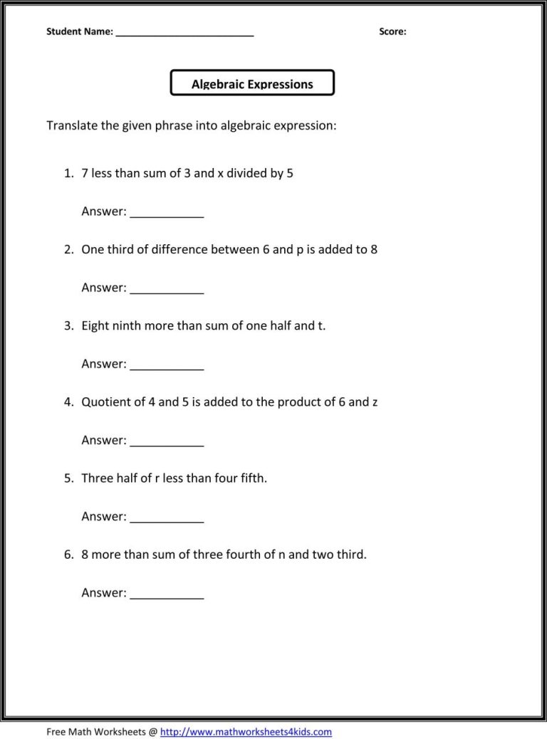 Absolute Value Worksheets 8th Grade Pdf