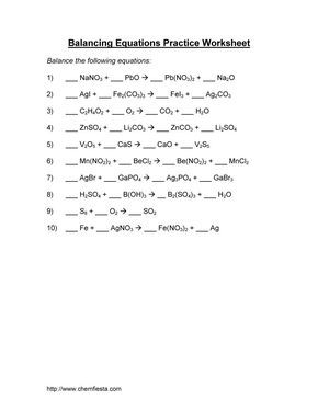 Balancing Chemical Equations Questions For Class 10