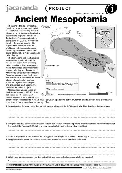 Free Printable Mesopotamia Worksheets 6th Grade