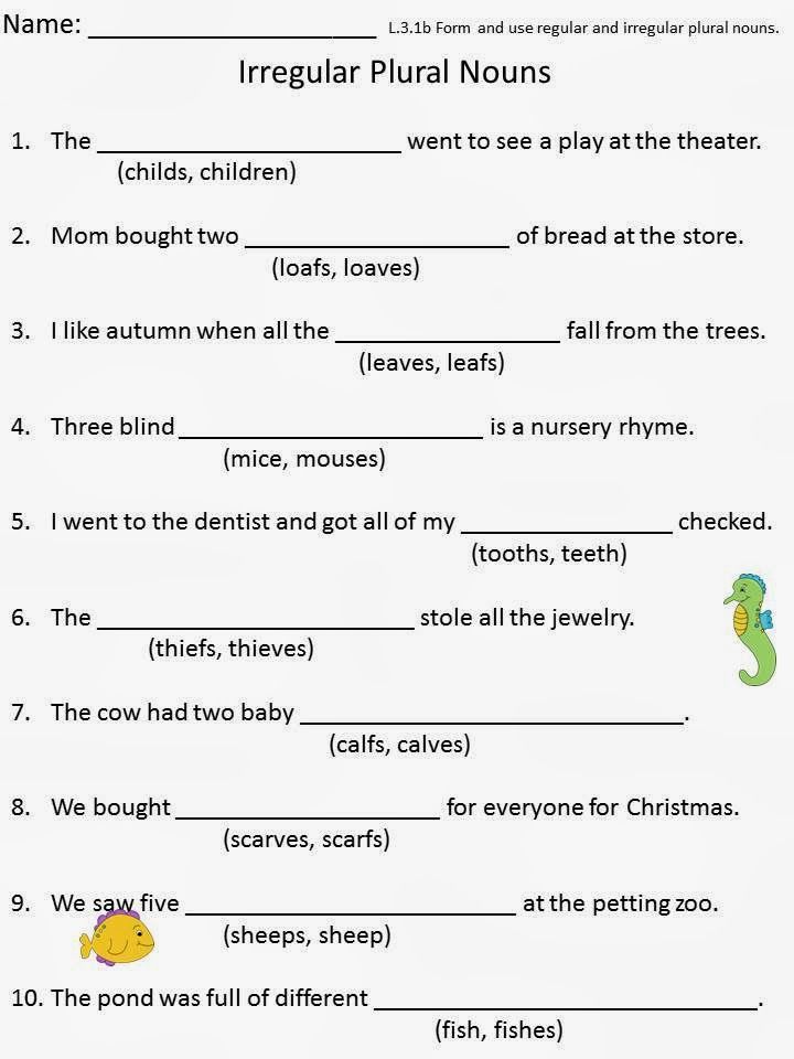 4th Grade Irregular Plural Nouns Worksheet
