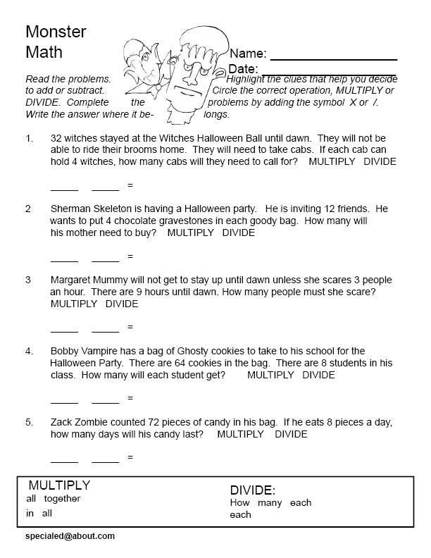 4th Grade Division Word Problems Worksheets