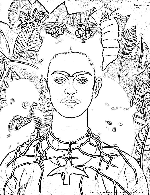 Self Portrait Frida Kahlo Coloring Pages