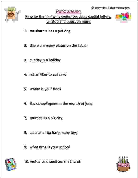 Grammar Year 1 English Worksheets