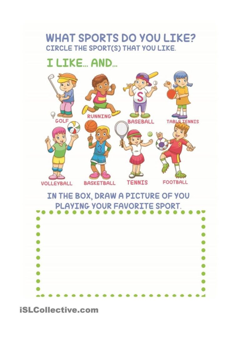 Kindergarten Sports Worksheets For Kids