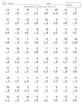 Timed Math Drills Addition And Subtraction