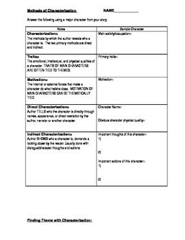 Direct And Indirect Characterization Practice Worksheet Answers Pdf