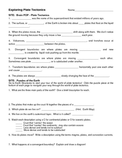 Volcanoes And Plate Tectonics Worksheet Answer Key