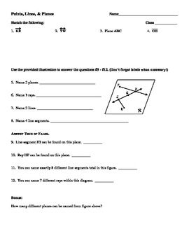 Grade 10 Points Lines And Planes Worksheet Answer Key