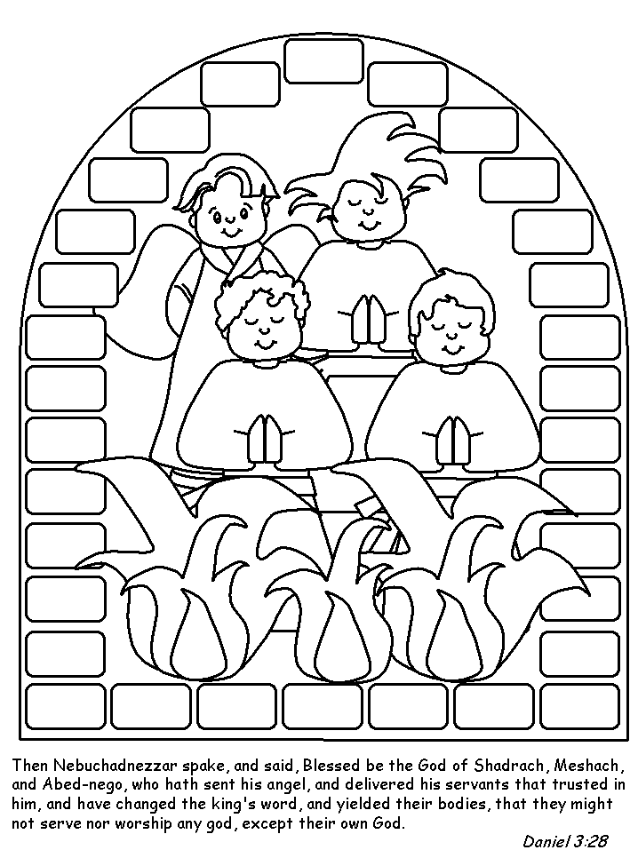 Children's Shadrach Meshach And Abednego Coloring Page