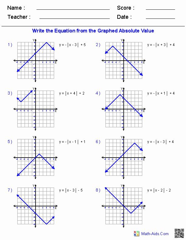 Solving Absolute Value Equations Worksheet Algebra 2