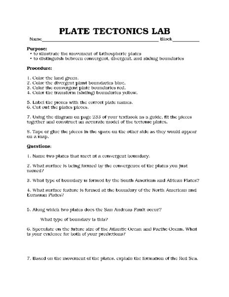 Evidence For Plate Tectonics Worksheet Answers