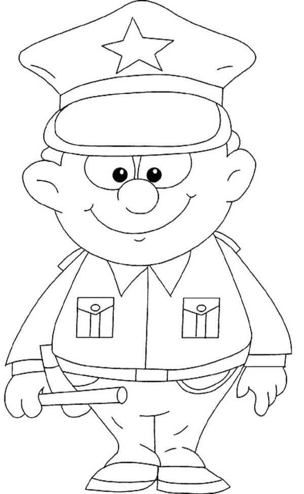 Kindergarten Policeman Coloring Page