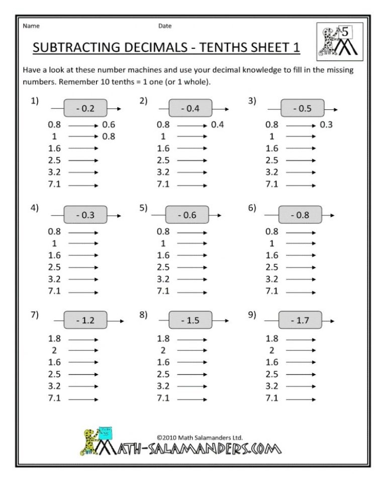Printable Fun 6th Grade Worksheets