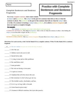 5th Grade Sentence Fragment Worksheets With Answer Key Pdf