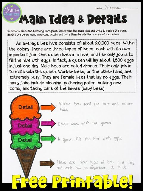 Free Main Idea And Supporting Details Worksheets 3rd Grade