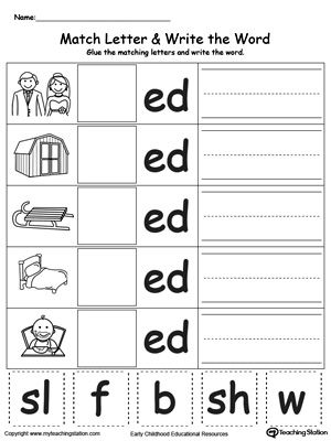 Ed Word Family Worksheets Free