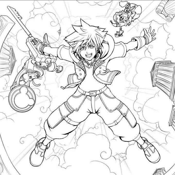 Sora Kingdom Hearts Coloring Pages