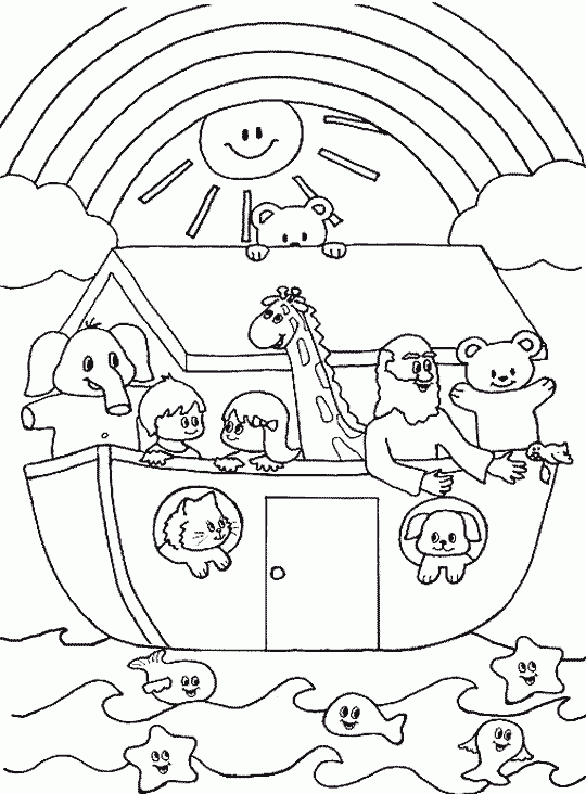Noah's Ark Rainbow Coloring Page