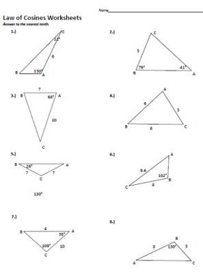 Law Of Sines And Cosines Worksheet With Answers Pdf