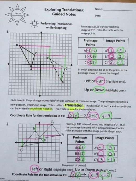 Grade 10 10th Grade Geometry Transformations Worksheet