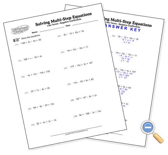 7th Grade Solving One And Two Step Equations Worksheet