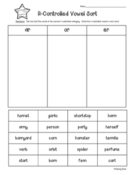 R Controlled Vowels Worksheets Pdf