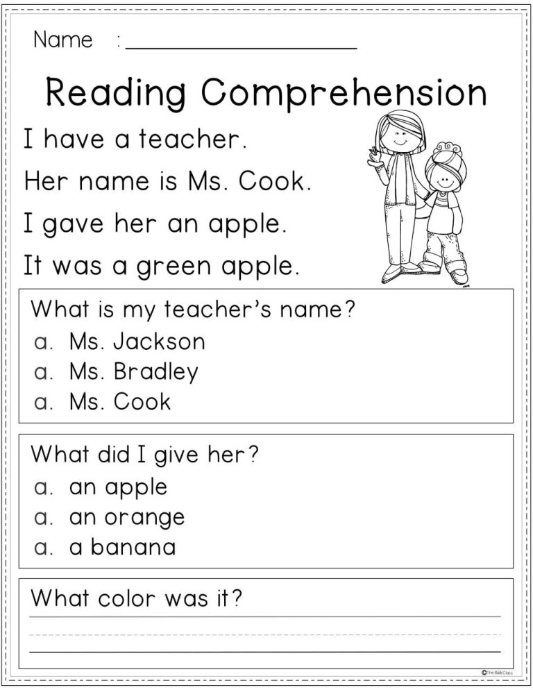 English Comprehension Worksheets For Grade 1 Pdf