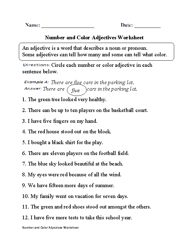 2nd Grade Adjectives Worksheets For Grade 1 Pdf