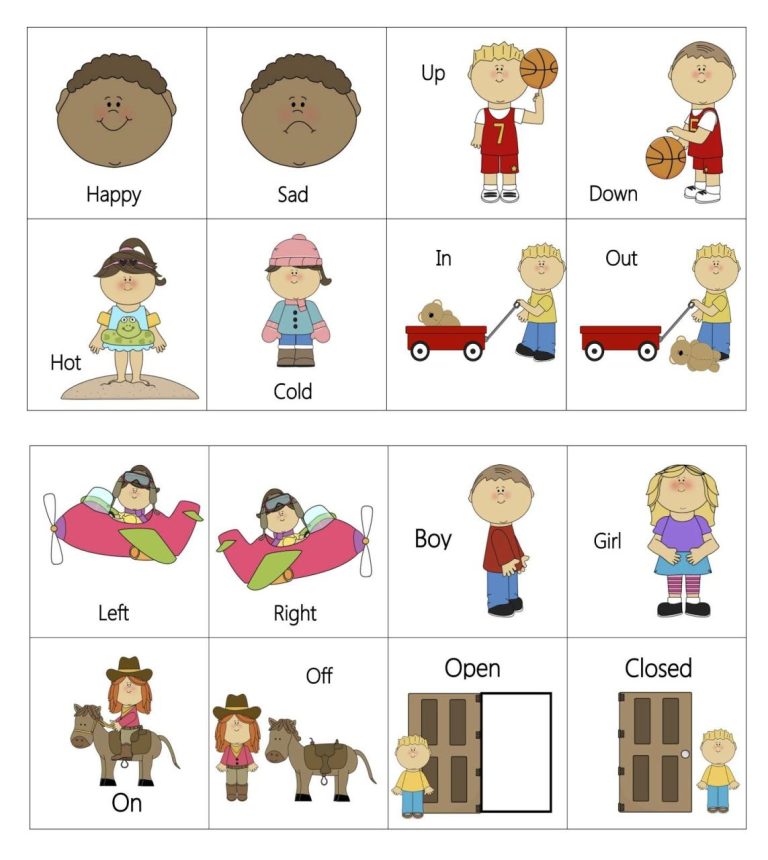 Early Childhood Kindergartener Opposites Worksheets For Kindergarten