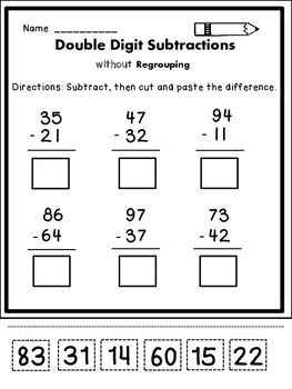 Free 2 Digit Subtraction Without Regrouping Worksheets