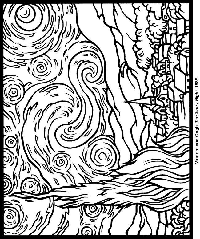 Starry Night Van Gogh Coloring Pages