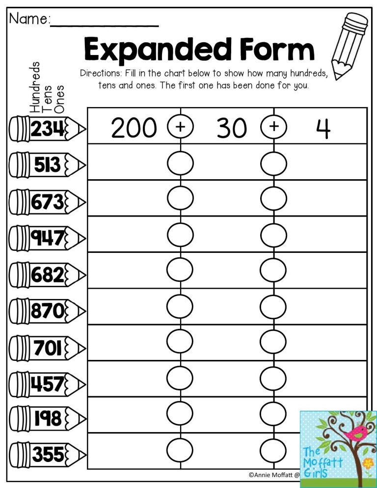 Place Value Expanded Form Worksheets 2nd Grade