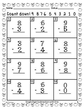 Single Digit Addition And Subtraction Problems
