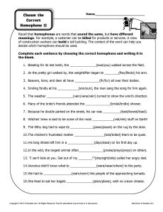 Homographs Worksheets With Answers Pdf