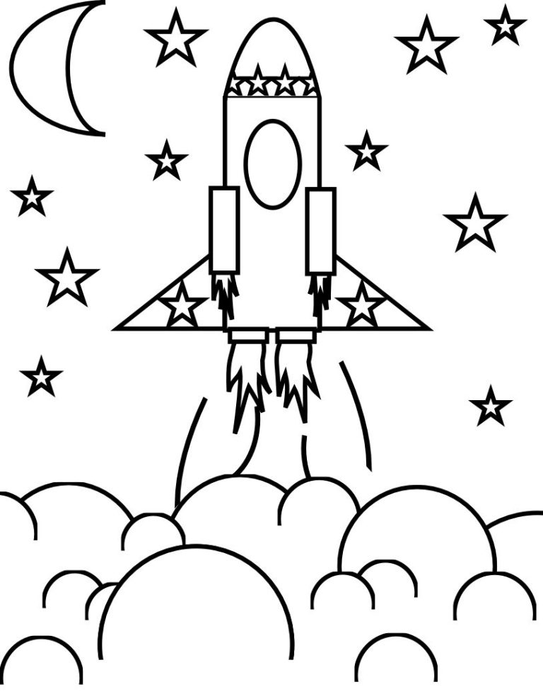 Rocket Colouring Template