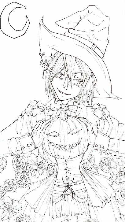 Halloween Anime Coloring Pictures