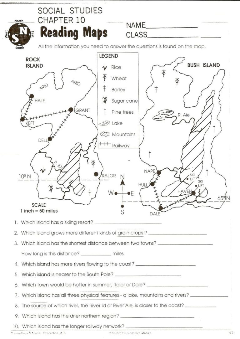 Free Map Skills Worksheets 5th Grade