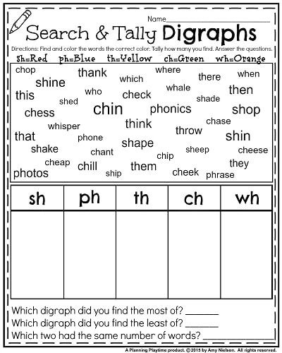 First Grade Digraphs Worksheets For Grade 1