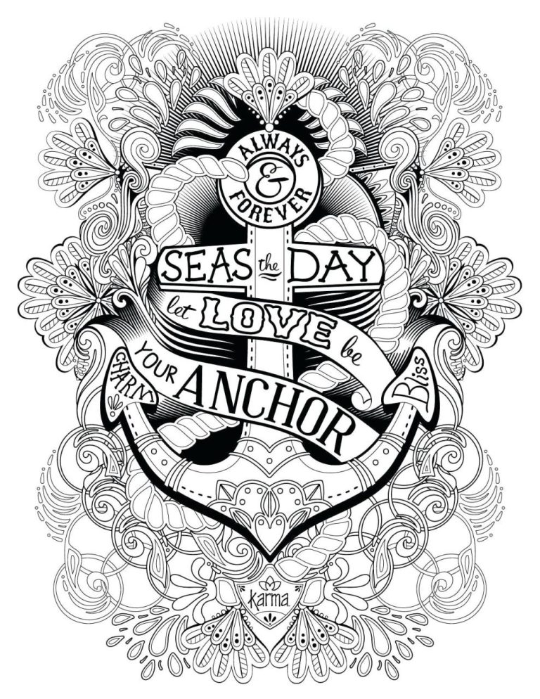 Girly Anchor Coloring Page