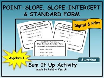 Point Slope Form Student Practice Worksheet