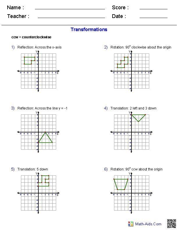 Geometry Transformations Composition Worksheet Answers