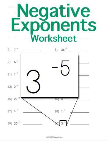 Zero And Negative Exponents Worksheet Pdf